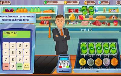 Supermarket Cash Register Sim [ВЗЛОМ: много денег] скриншот 1
